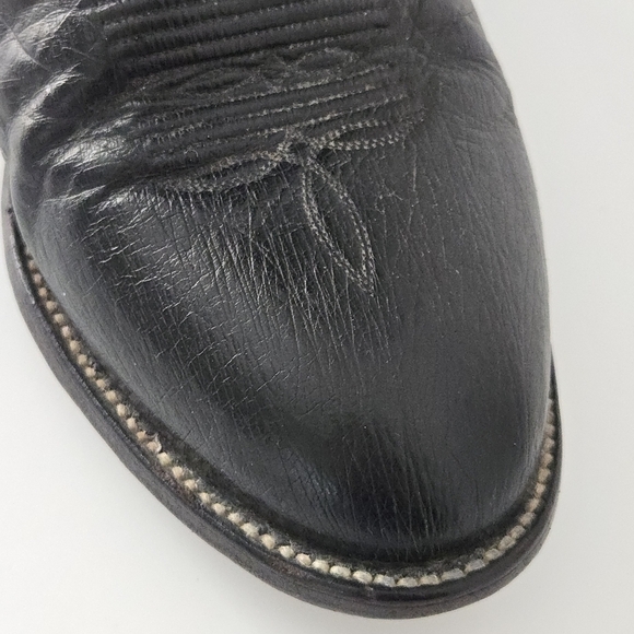 Tony Lama Vintage Black Smooth Ostrich Western Cowboy Boots- Men 10EE Extra Wide - Picture 5 of 10